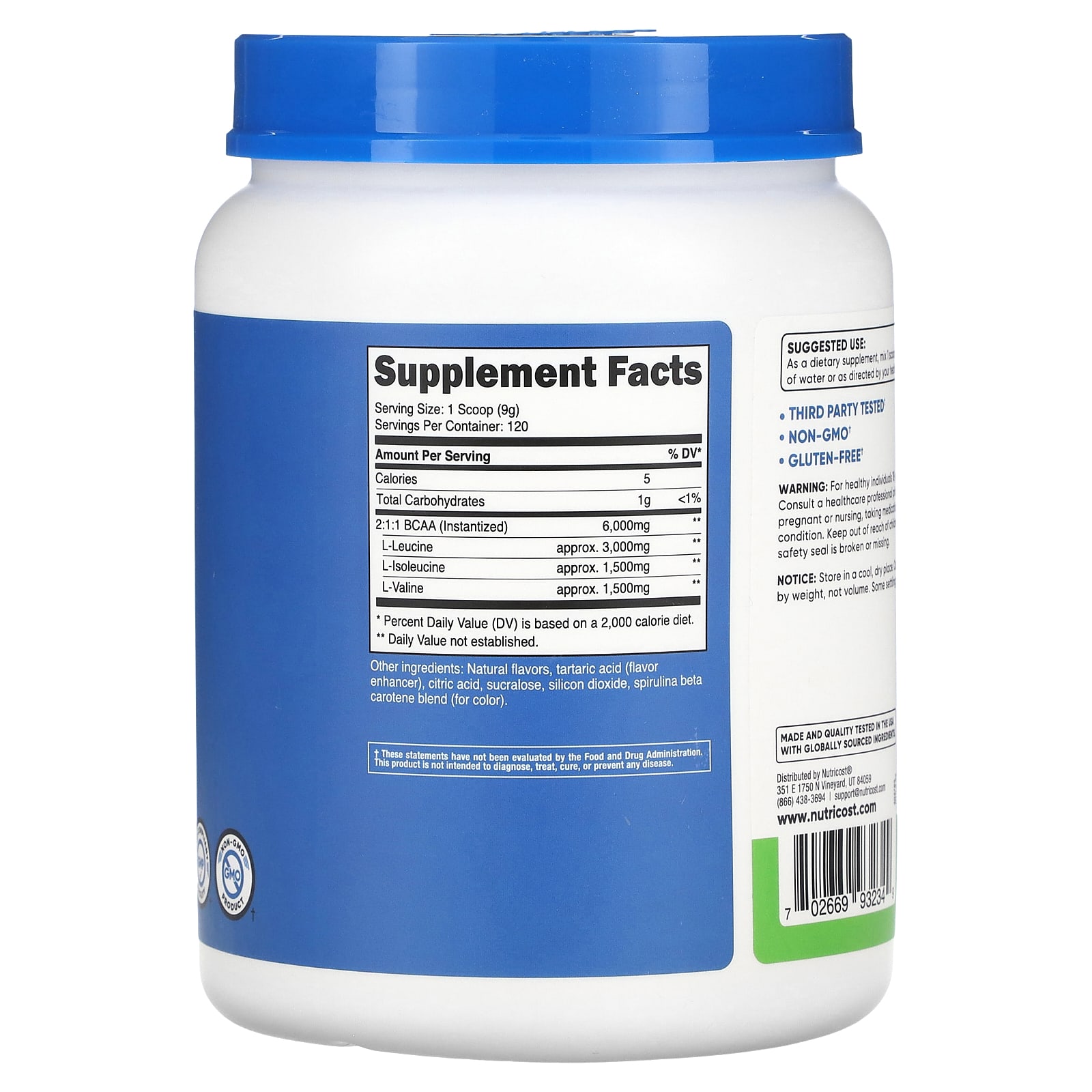 Nutricost, Performance, BCAA, Green Apple, 2.4 lb (1,080 g)