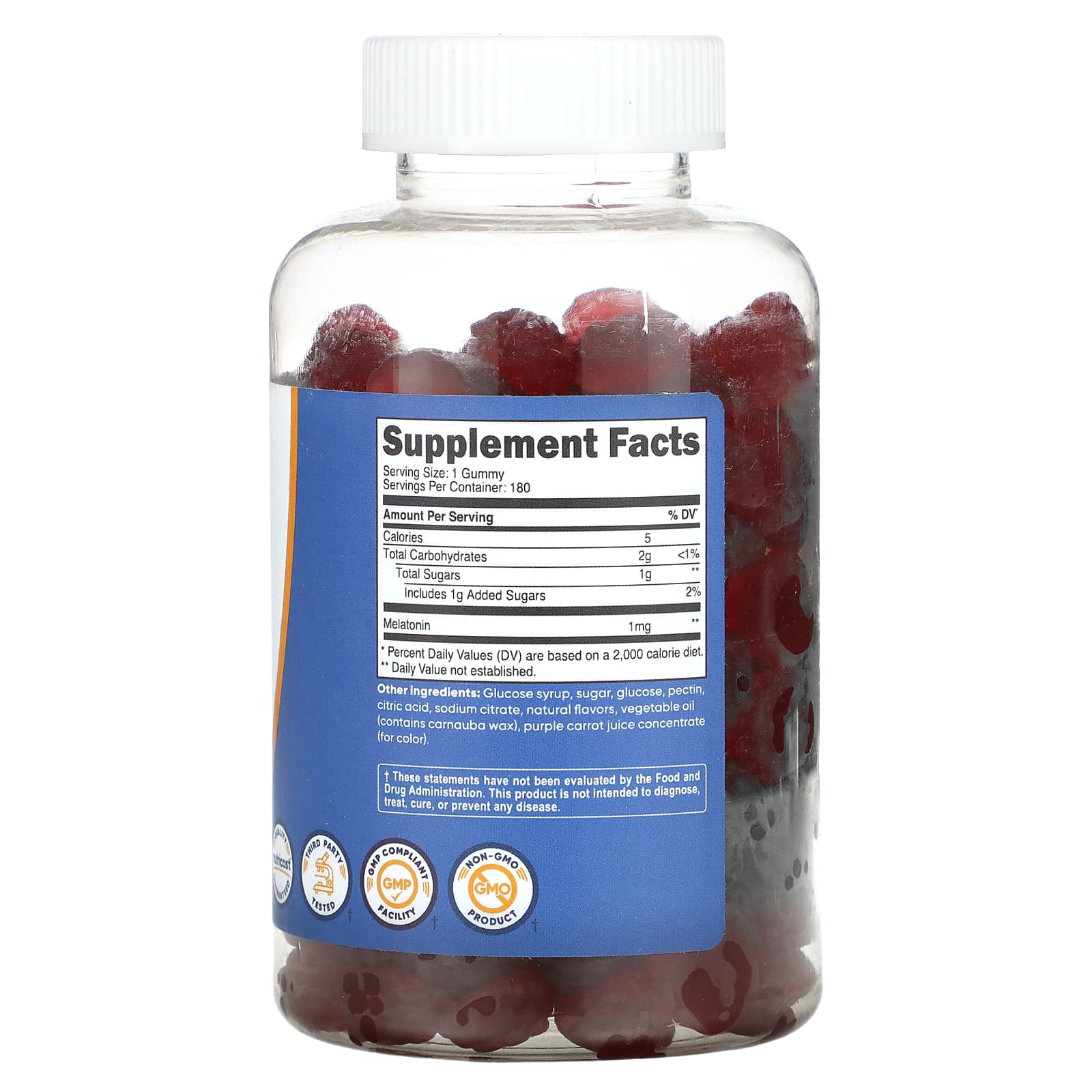 Nutricost, Melatonin, Strawberry, 1 mg, 180 Gummies