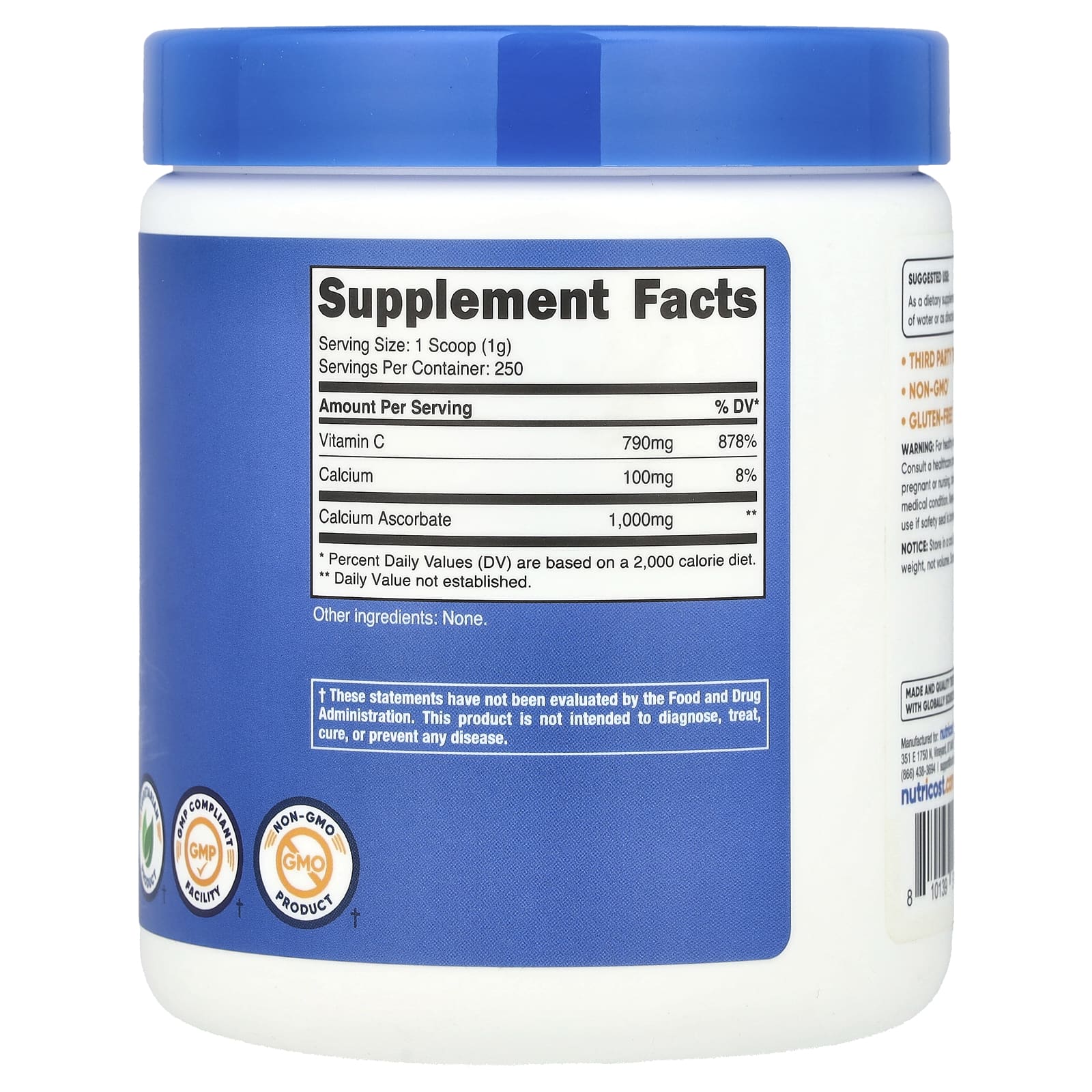 Nutricost, Calcium Ascorbate, Unflavored, 8.9 oz (250 g)