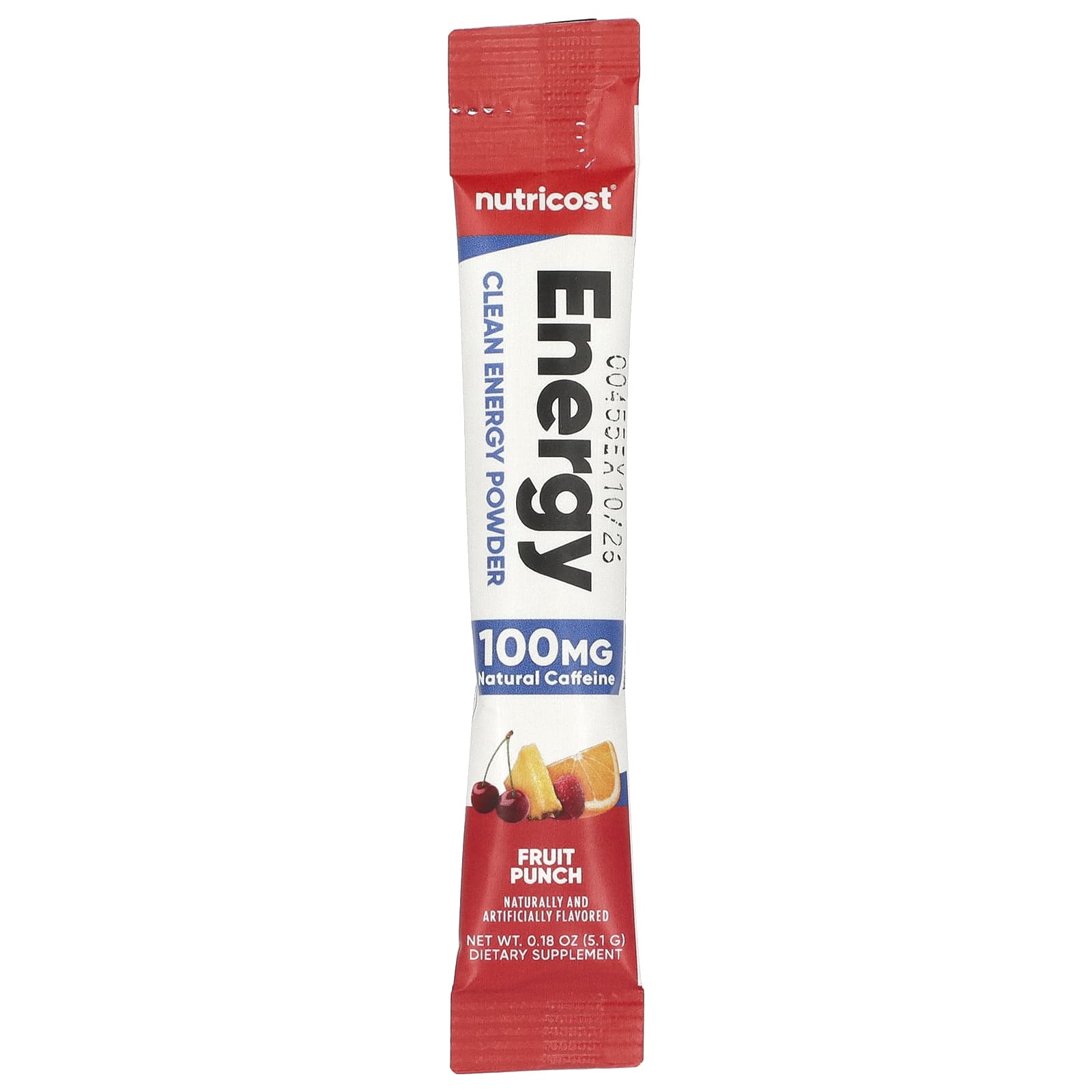 Nutricost, Energy, Clean Energy Powder, Fruit Punch, 20 Stick Packs, 0.18 oz (5 g) Each