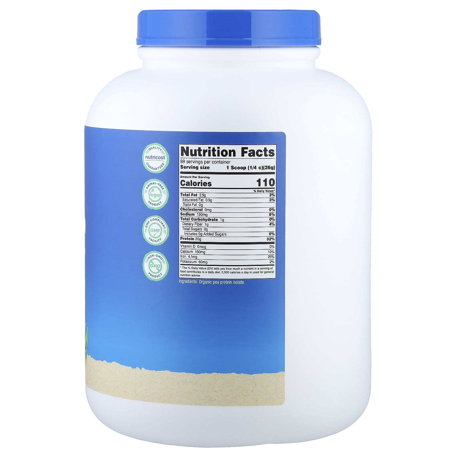 Nutricost, Organic Pea Protein, Unflavored, 5 lb (2,268 g)