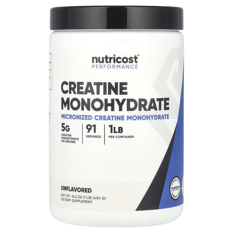 کراتین مونوهیدرات نوتریکاست (Creatine Monohydrate) بدون طعم، 454 گرم