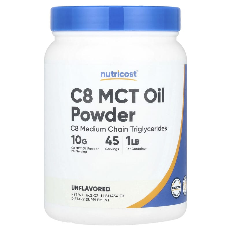 Nutricost, C8 MCT Oil Powder, Unflavored, 1 lb (454 g)