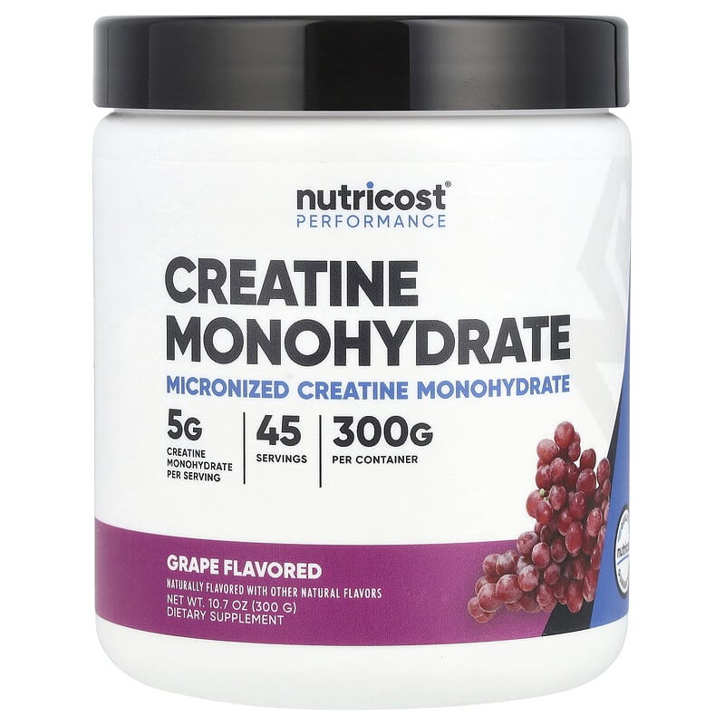 کراتین مونوهیدرات نوتریکاست (Creatine Monohydrate) طعم انگور، 300 گرم