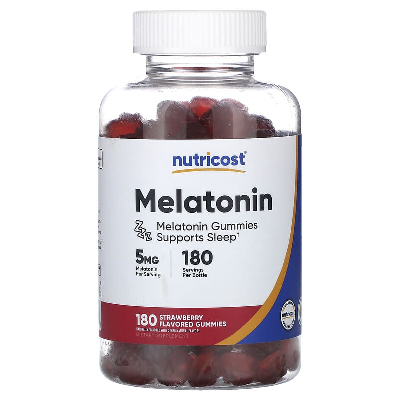 ملاتونین نوتریکاست (Melatonin) طعم توتفرنگی، 5 میلیگرم، 180 پاستیل