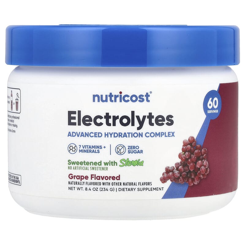 الکترولیت، کمپلکس آبرسانی پیشرفته نوتریکاست (Electrolytes Advanced Hydration Complex) طعم انگور، 234 گرم