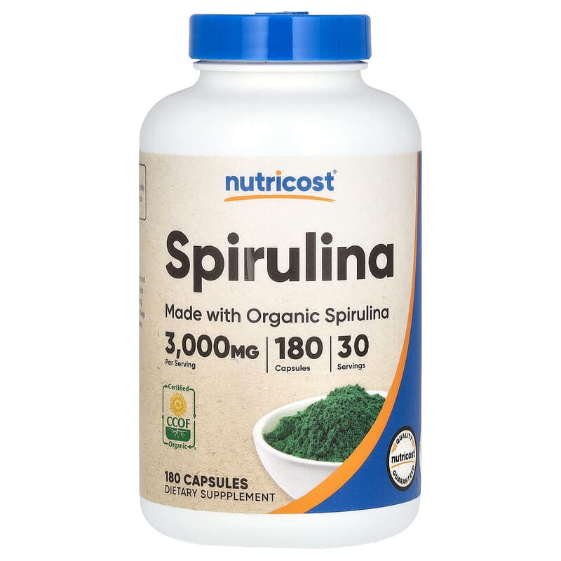 اسپیرولینا نوتریکاست (Spirulina) 180 کپسول، 500 میلیگرم در هر کپسول