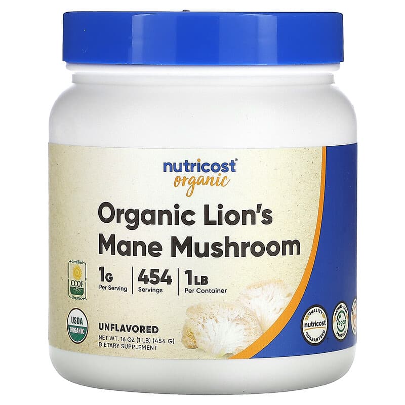 Nutricost, Organic Lion's Mane Mushroom, Unflavored, 1 lb (454 g)