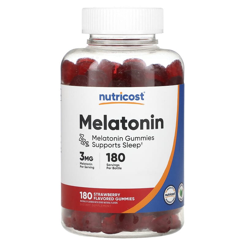پاستیل ملاتونین نوتریکاست (Melatonin Gummies) طعم توتفرنگی، 3 میلیگرم، 180 پاستیل
