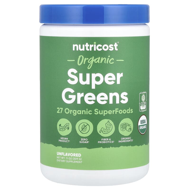 Nutricost, Organic Super Greens, Unflavored, 11 oz (309 g)