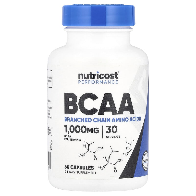 Nutricost, Performance, BCAA, 60 Capsules (500 mg per Capsule)