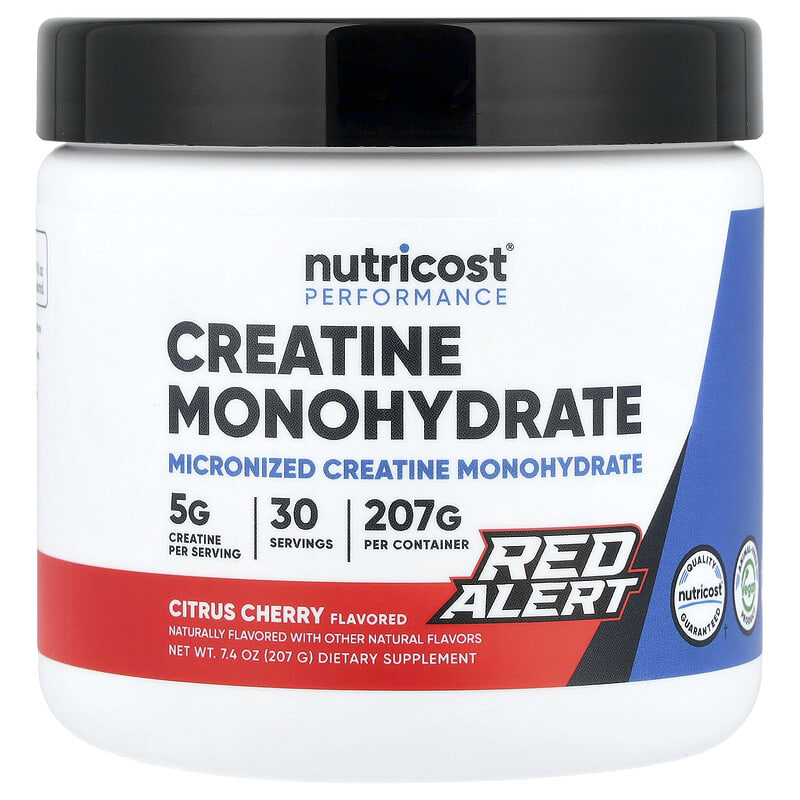 Nutricost, Performance, Creatine Monohydrate, Red Alert, Citrus Cherry, 7.4 oz (207 g)