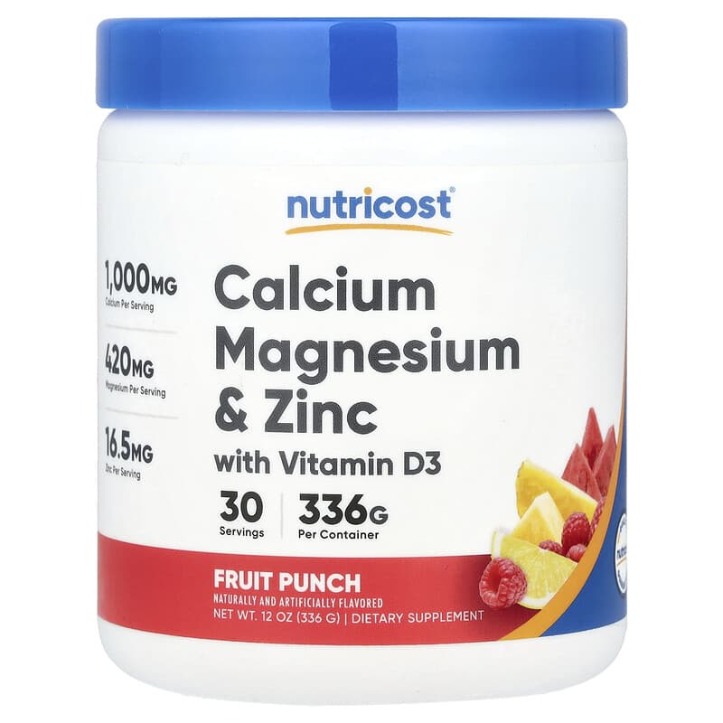 Nutricost, Calcium Magnesium & Zinc With Vitamin D3, Fruit Punch, 12 oz (336 g)