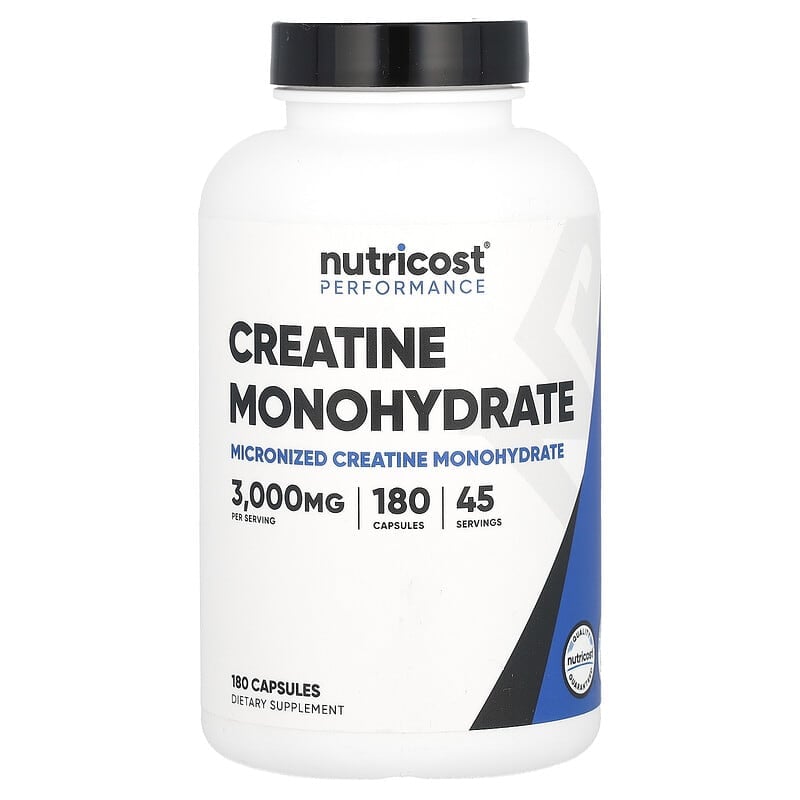 Nutricost, Performance, Creatine Monohydrate, 180 Capsules (750 mg per Capsule)