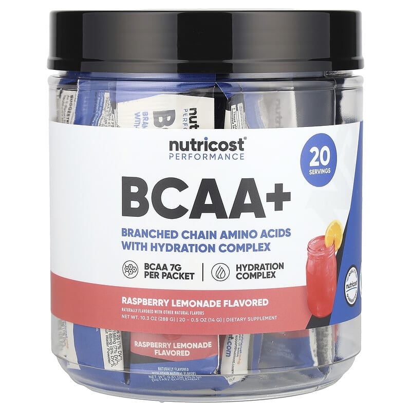 بیسیایای پلاس نوتریکاست (BCAA+) طعم لیموناد تمشک، 20 ساشه، هر عدد 14 گرم